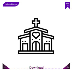 church vector icon. Best modern, simple, isolated, flat icon for website design or mobile applications, UI / UX design vector format