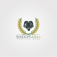 Sheep farm icon template, creative vector logo design, animal husbandry, illustration element