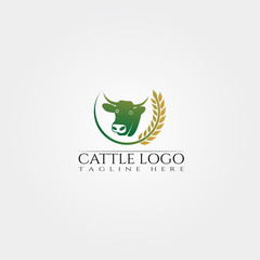 Cow farm icon template, cattle farm symbol, creative vector logo design, livestock, animal husbandry, illustration element