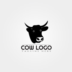 Cow farm icon template, cattle farm symbol, creative vector logo design, livestock, animal husbandry, illustration element