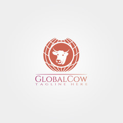 Cow farm icon template, cattle farm symbol, global cow , creative vector logo design, livestock, animal husbandry, illustration element