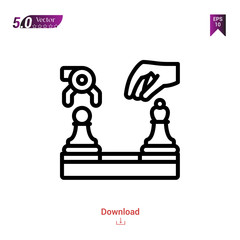 Outline chess icon isolated on white background. Line pictogram. Graphic design, mobile application, artificial intelligence icons, user interface. Editable stroke. EPS10 format vector illustration