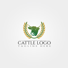 Cow farm icon template, cattle farm symbol, creative vector logo design, livestock, animal husbandry, illustration element