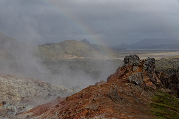 Regenbogen über der Landmannalaugar, Island