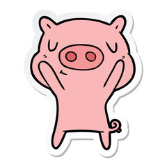 sticker of a cartoon content pig