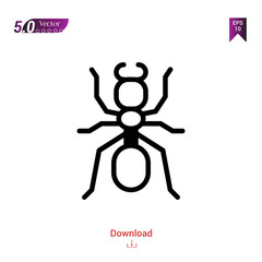 Outline ant  icon isolated on white background. insect icons. Graphic design, mobile application, logo, user interface. Editable stroke. EPS10 format vector illustration