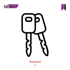 Outline car-key  icon isolated on white background. Line pictogram. Graphic design, mobile application,  car parts icons, user interface. Editable stroke. EPS10 format vector illustration