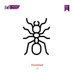Outline ant icon isolated on white background. insect icons. Graphic design, mobile application, logo, user interface. Editable stroke. EPS10 format vector illustration