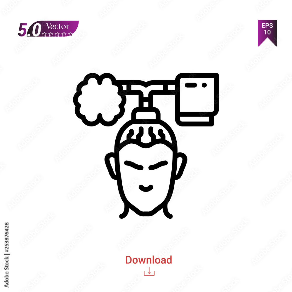 Poster Outline android icon isolated on white background. Line pictogram. Graphic design, mobile application, artificial intelligence icons, user interface. Editable stroke. EPS10 format vector illustration