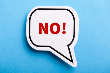Say No Speech Bubble Isolated On Blue