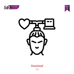 Outline android icon isolated on white background. Line pictogram. Graphic design, mobile application, artificial intelligence icons, user interface. Editable stroke. EPS10 format vector illustration