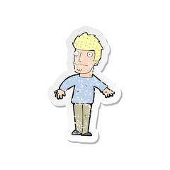 retro distressed sticker of a cartoon worried man