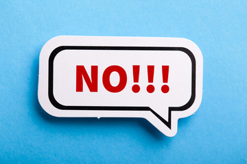 Say No Speech Bubble Isolated On Blue
