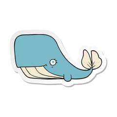 sticker of a cartoon happy whale