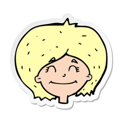 sticker of a cartoon happy female face