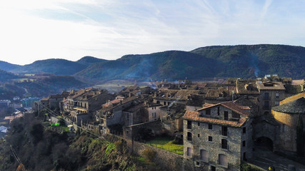 Obraz premium Huesca. Drone in village of Ainsa. Spain. Aerial Photo