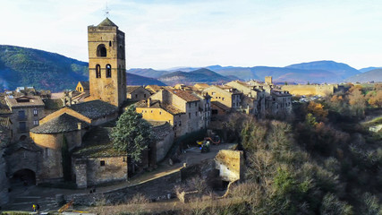 Fototapeta na wymiar Huesca. Drone in village of Ainsa. Spain. Aerial Photo