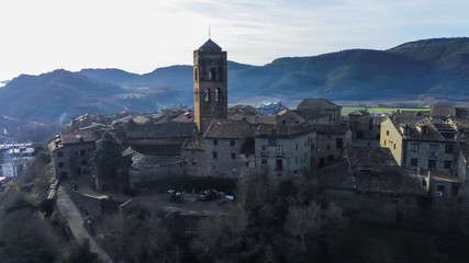 Fototapeta na wymiar Huesca. Drone in village of Ainsa. Spain. Aerial Photo