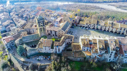 Obraz premium Huesca. Drone in village of Ainsa. Spain. Aerial Photo