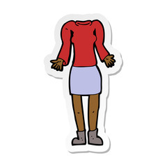 sticker of a cartoon female body with shrugging shoulders