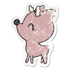 distressed sticker cartoon of  kawaii cute deer
