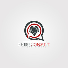 Sheep farm icon template, creative vector logo design, sheep consult, animal husbandry, illustration element