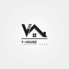 House icon template with V letter, home creative vector logo design, architecture,building and construction, illustration element