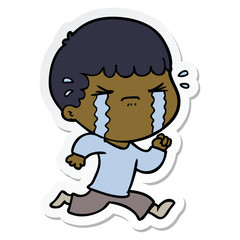 Obraz premium sticker of a cartoon man crying