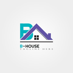 House icon template with B letter, home creative vector logo design, architecture,building and construction, illustration element