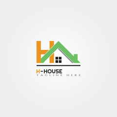 House icon template with H letter, home creative vector logo design, architecture,building and construction, illustration element