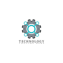 Technology icon template, gear,Creative vector logo design,industrial emblem, illustration element