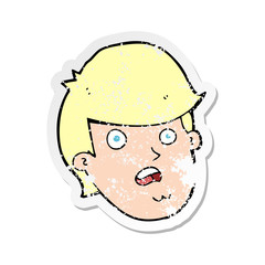 retro distressed sticker of a cartoon man with big chin