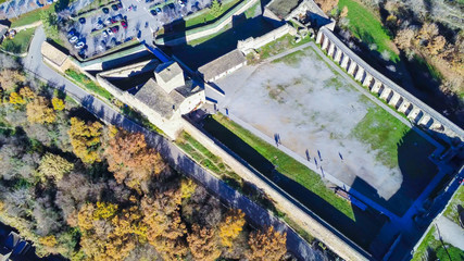 Huesca. Drone in village of Ainsa. Spain. Aerial Photo
