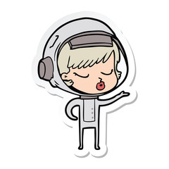 Obraz premium sticker of a cartoon pretty astronaut girl