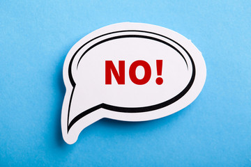 Say No Speech Bubble Isolated On Blue