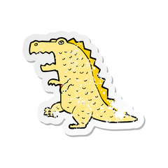retro distressed sticker of a cartoon dinosaur