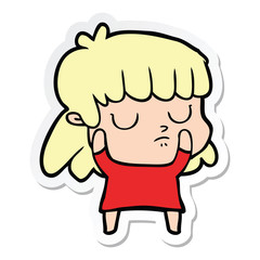Obraz premium sticker of a cartoon indifferent woman