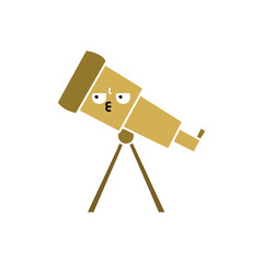 flat color retro cartoon telescope