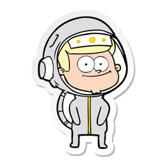 sticker of a happy astronaut cartoon
