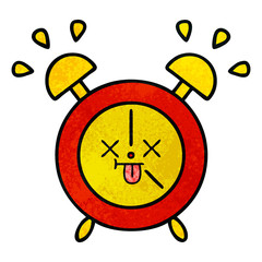 retro grunge texture cartoon alarm clock