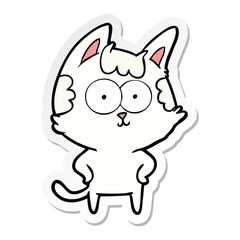 sticker of a happy cartoon cat