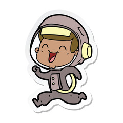 Obraz premium sticker of a happy cartoon astronaut