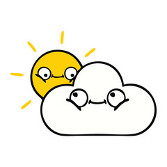 cute cartoon sunshine and cloud