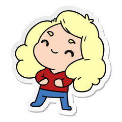 sticker cartoon of a cute kawaii girl
