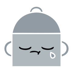 flat color retro cartoon cooking pot