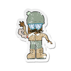 retro distressed sticker of a cartoon man smoking pot