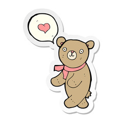 sticker of a cartoon bear in love