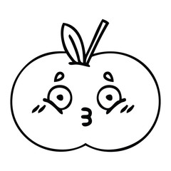 line drawing cartoon red apple