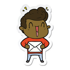 sticker of a cartoon excited man
