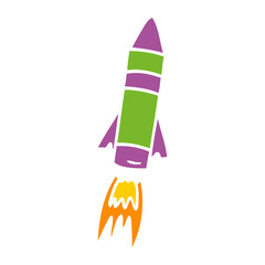cartoon doodle of a space rocket